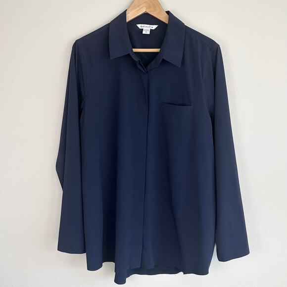 Athleta Urbanite Top Button Down Navy UPF 50 XL - Picture 3 of 8